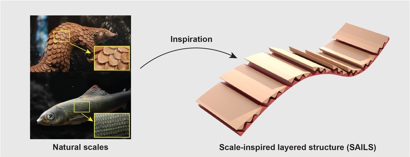 Pangolin and fish scales, and the scale-inspired layered structure they inspired